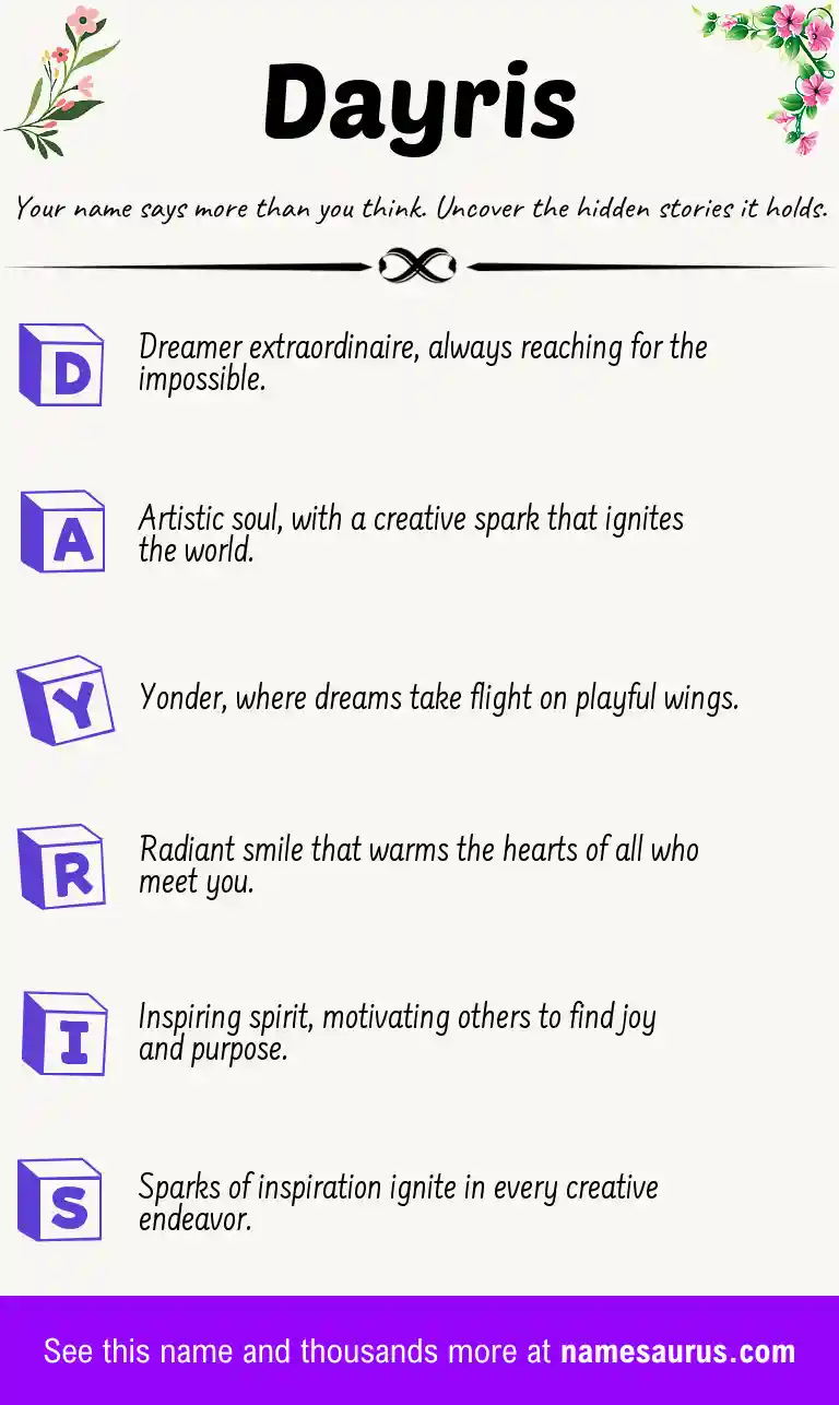 Acrostic poem about Dayris.