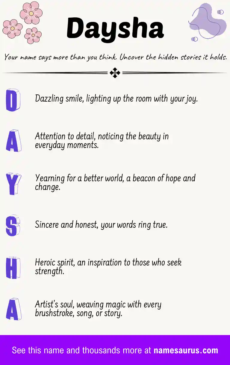Acrostic poem about Daysha.