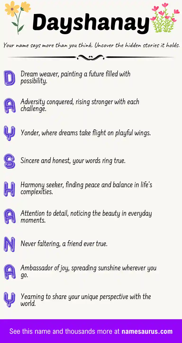 Acrostic poem about Dayshanay.