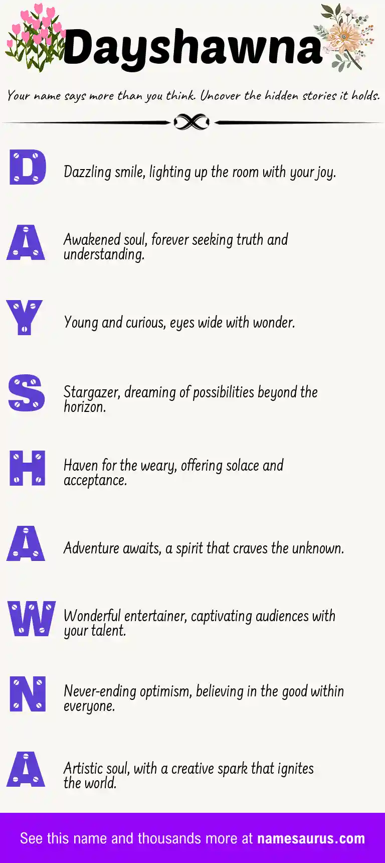 Acrostic poem about Dayshawna.