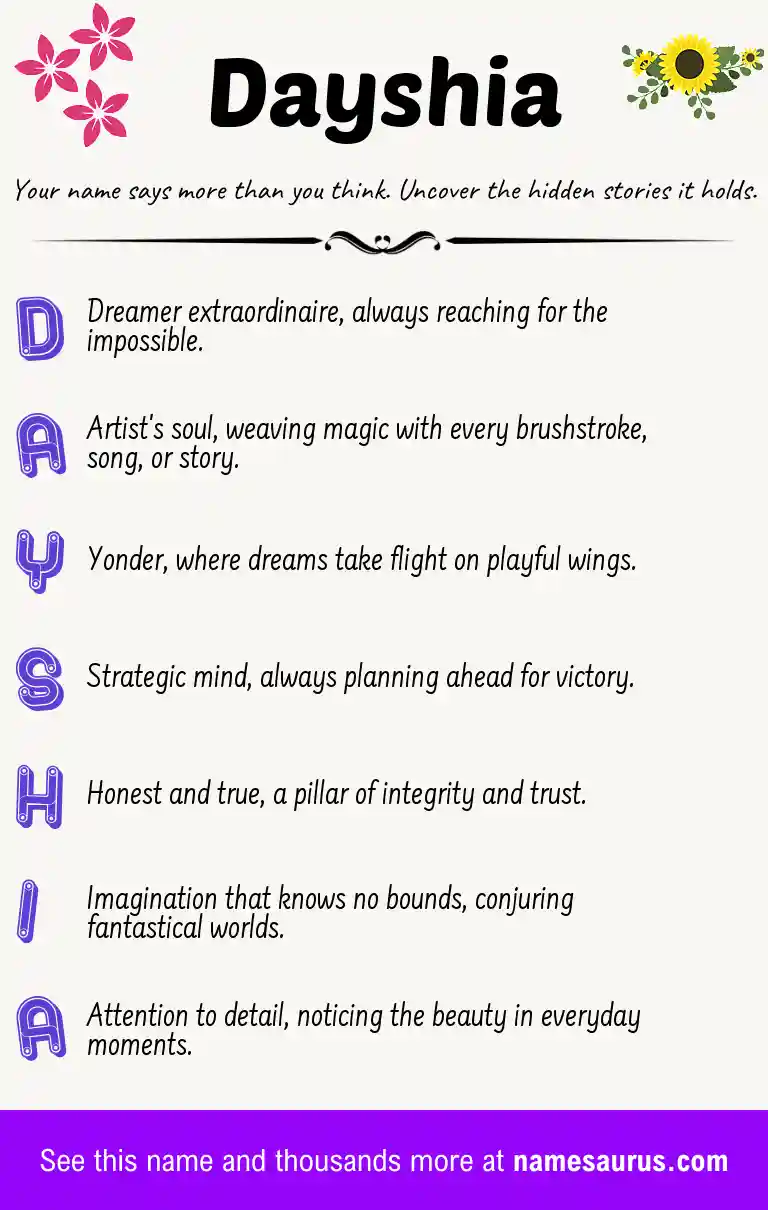 Acrostic poem about Dayshia.