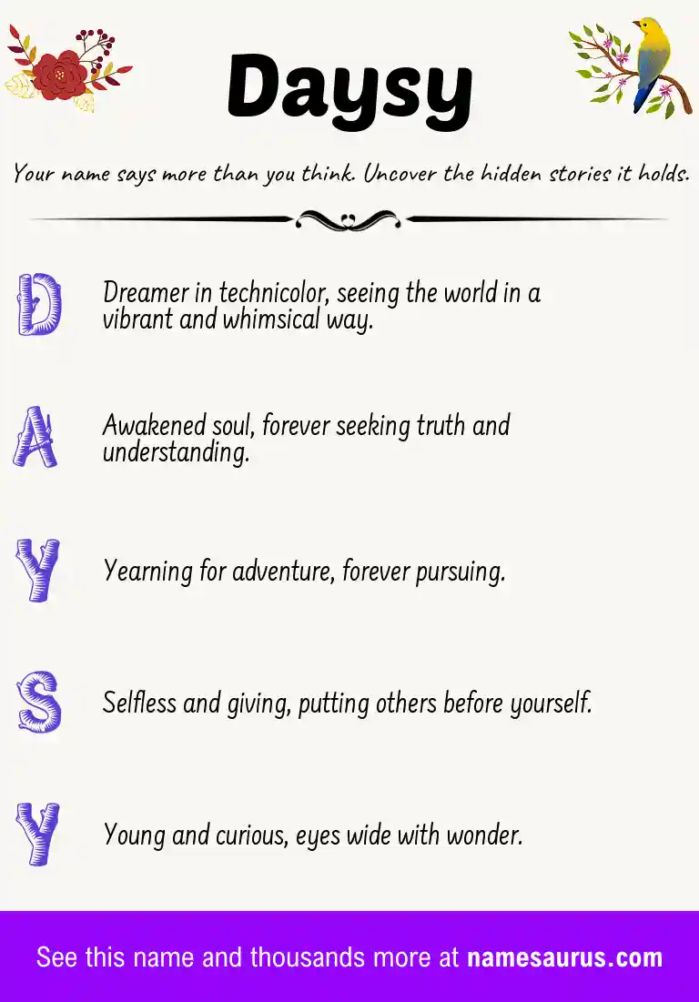 Acrostic poem about Daysy.