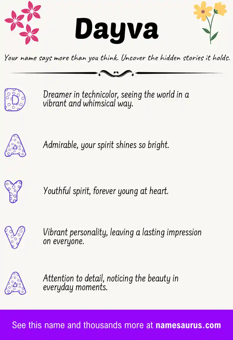 Acrostic poem about Dayva.