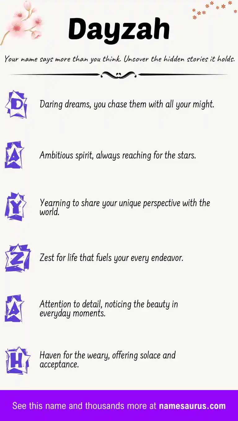 Acrostic poem about Dayzah.