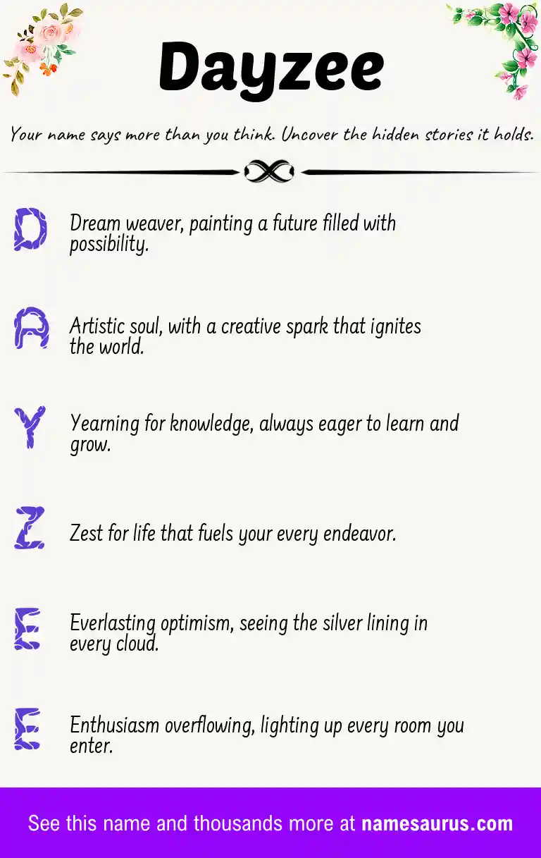 Acrostic poem about Dayzee.