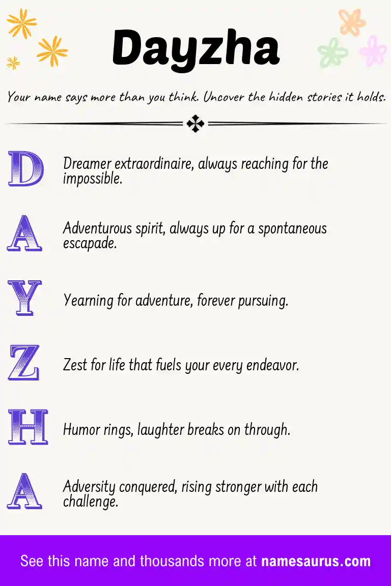 Acrostic poem about Dayzha.