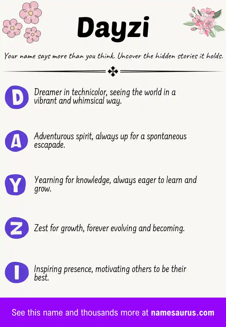 Acrostic poem about Dayzi.
