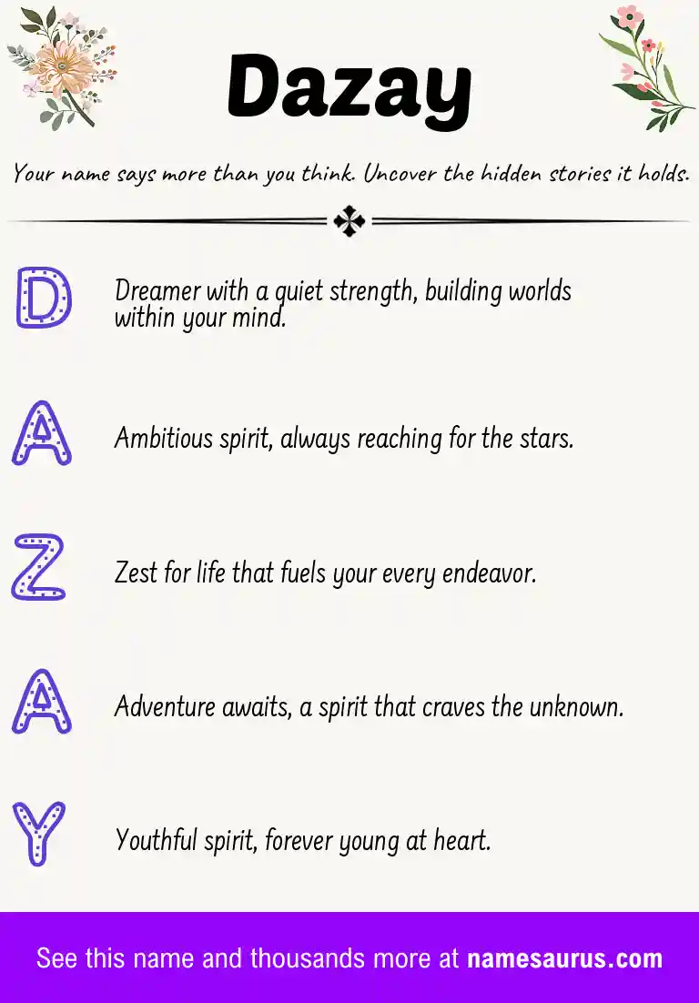 Acrostic poem about Dazay.