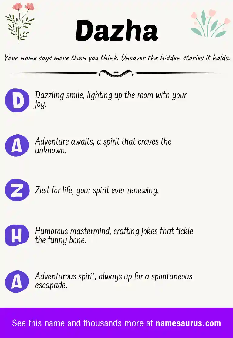 Acrostic poem about Dazha.