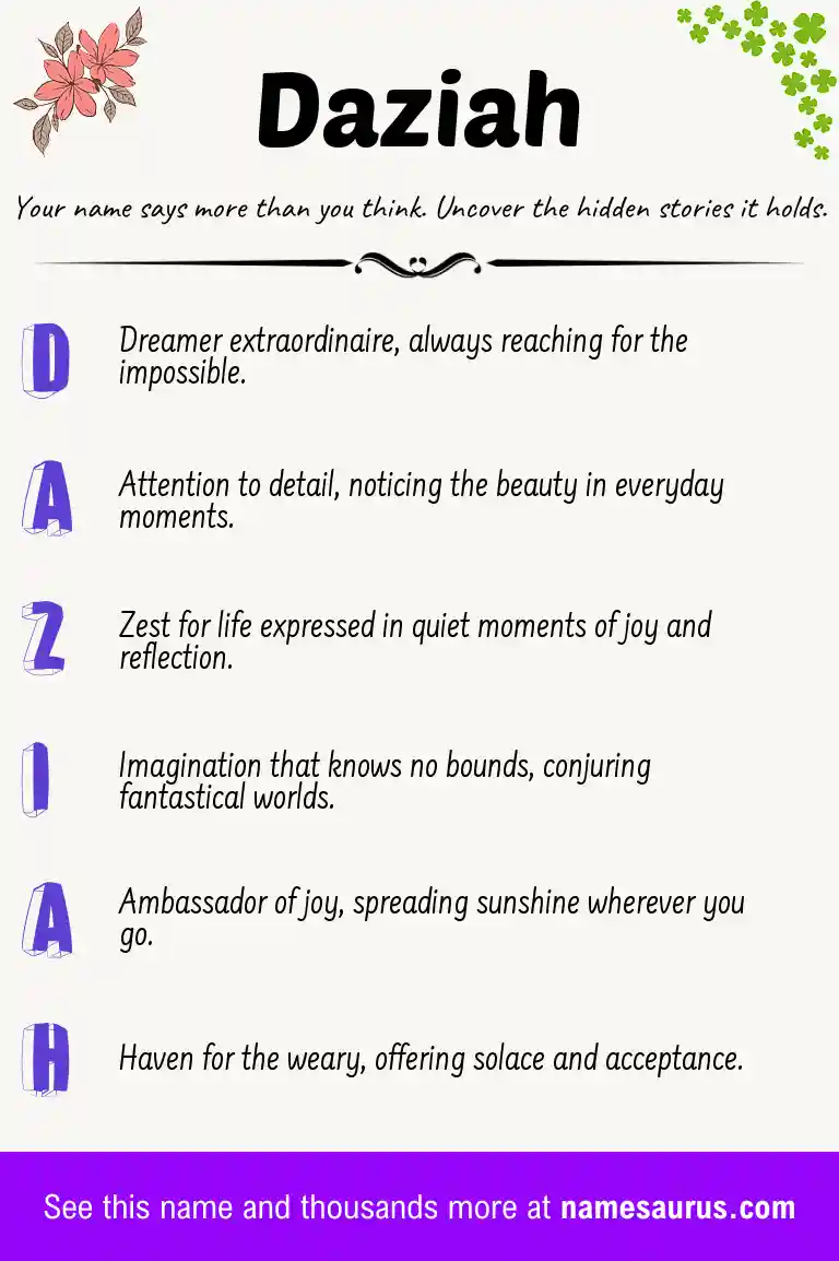 Acrostic poem about Daziah.