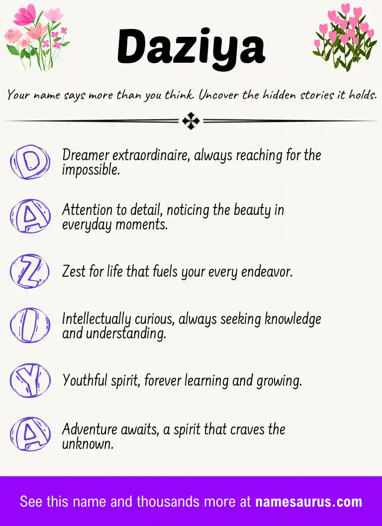 Acrostic poem about Daziya.