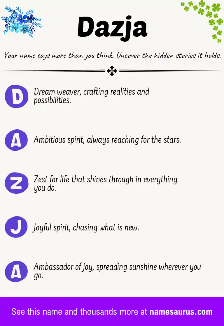 Acrostic poem about Dazja.