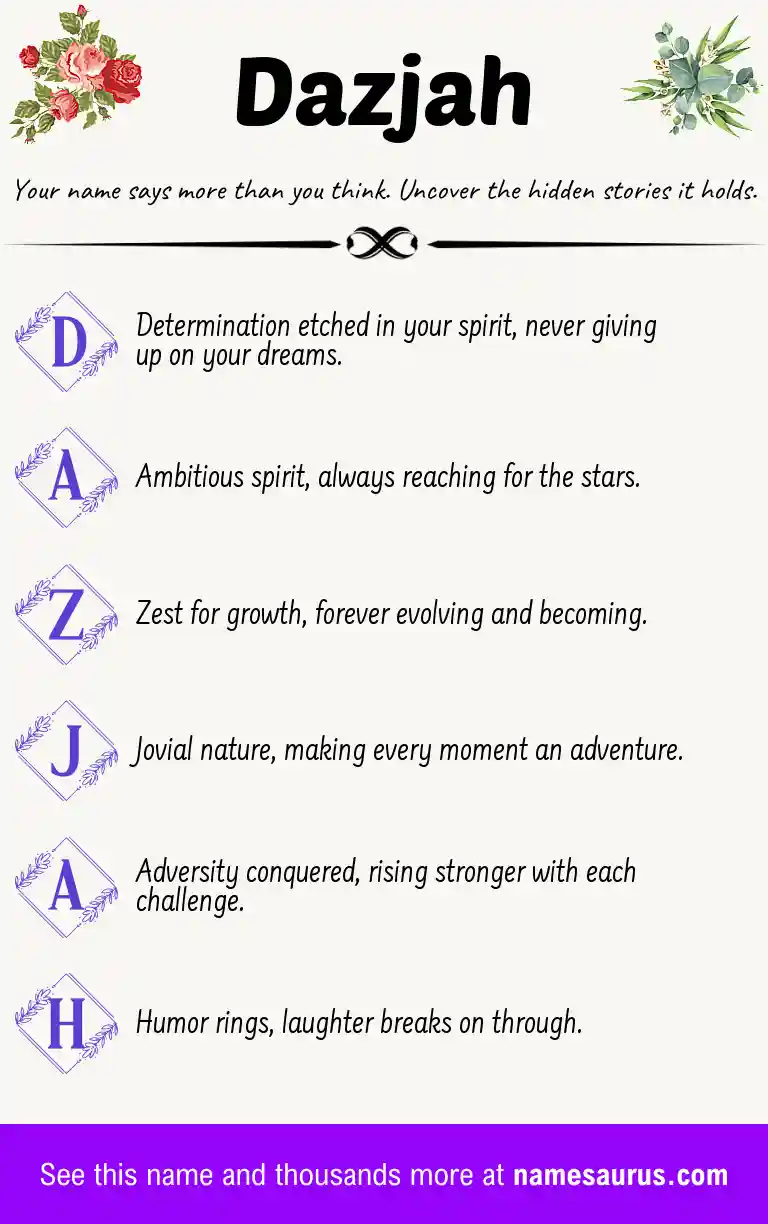 Acrostic poem about Dazjah.