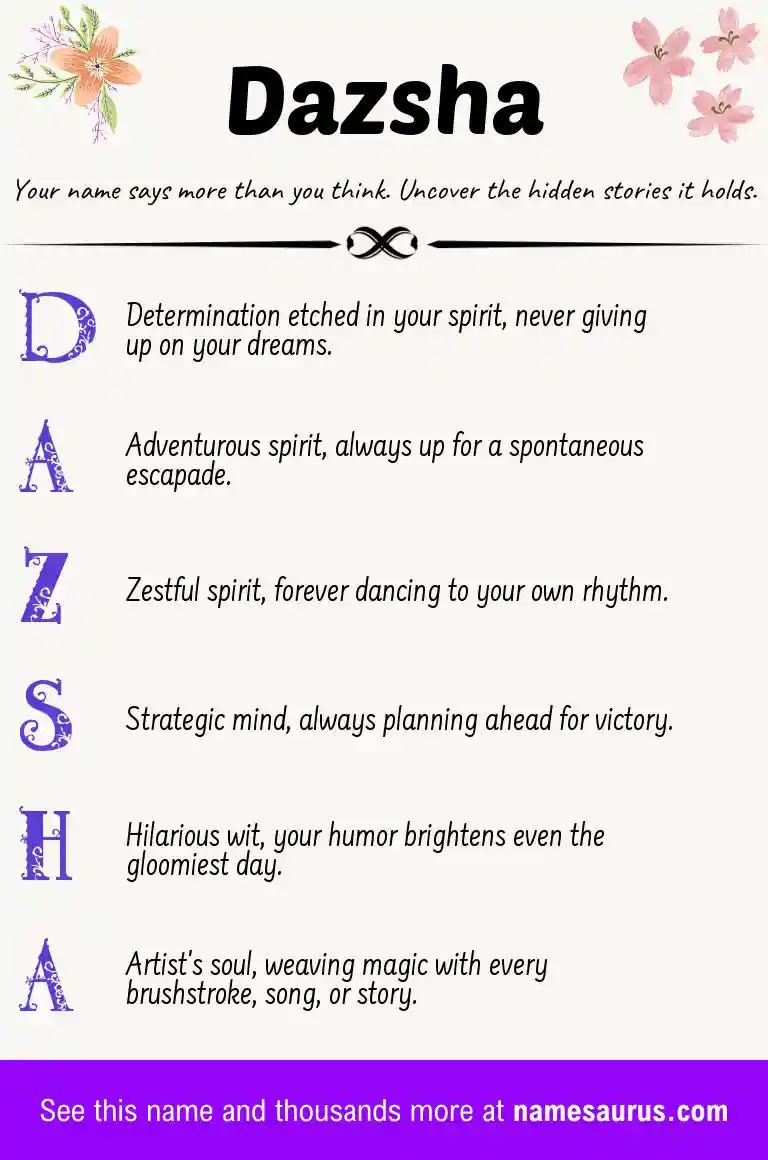 Acrostic poem about Dazsha.
