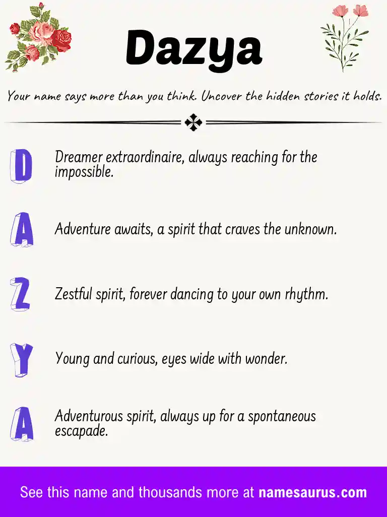 Acrostic poem about Dazya.