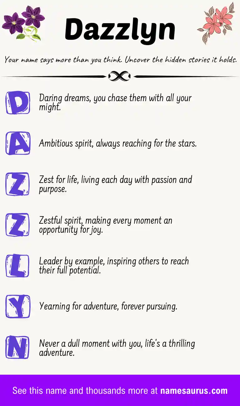 Acrostic poem about Dazzlyn.