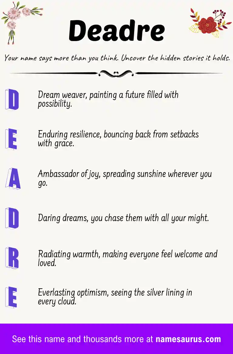 Acrostic poem about Deadre.