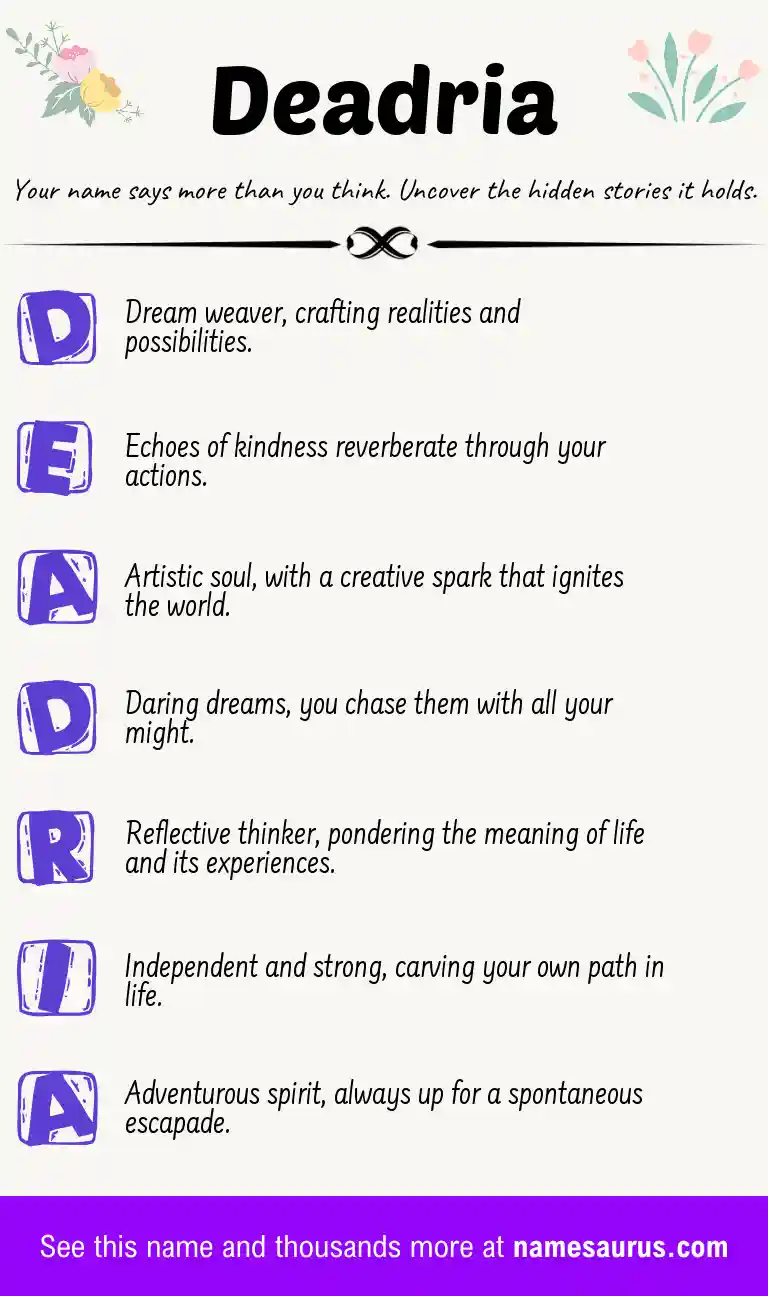 Acrostic poem about Deadria.