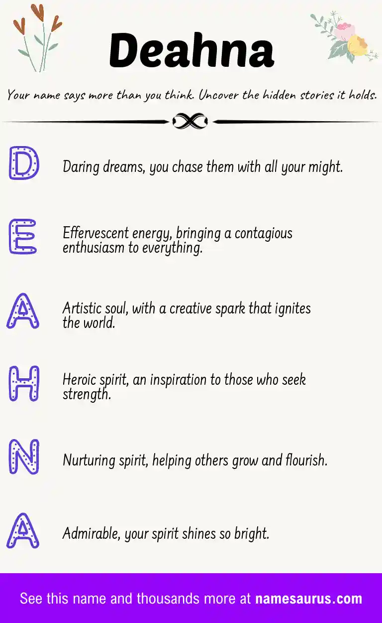 Acrostic poem about Deahna.
