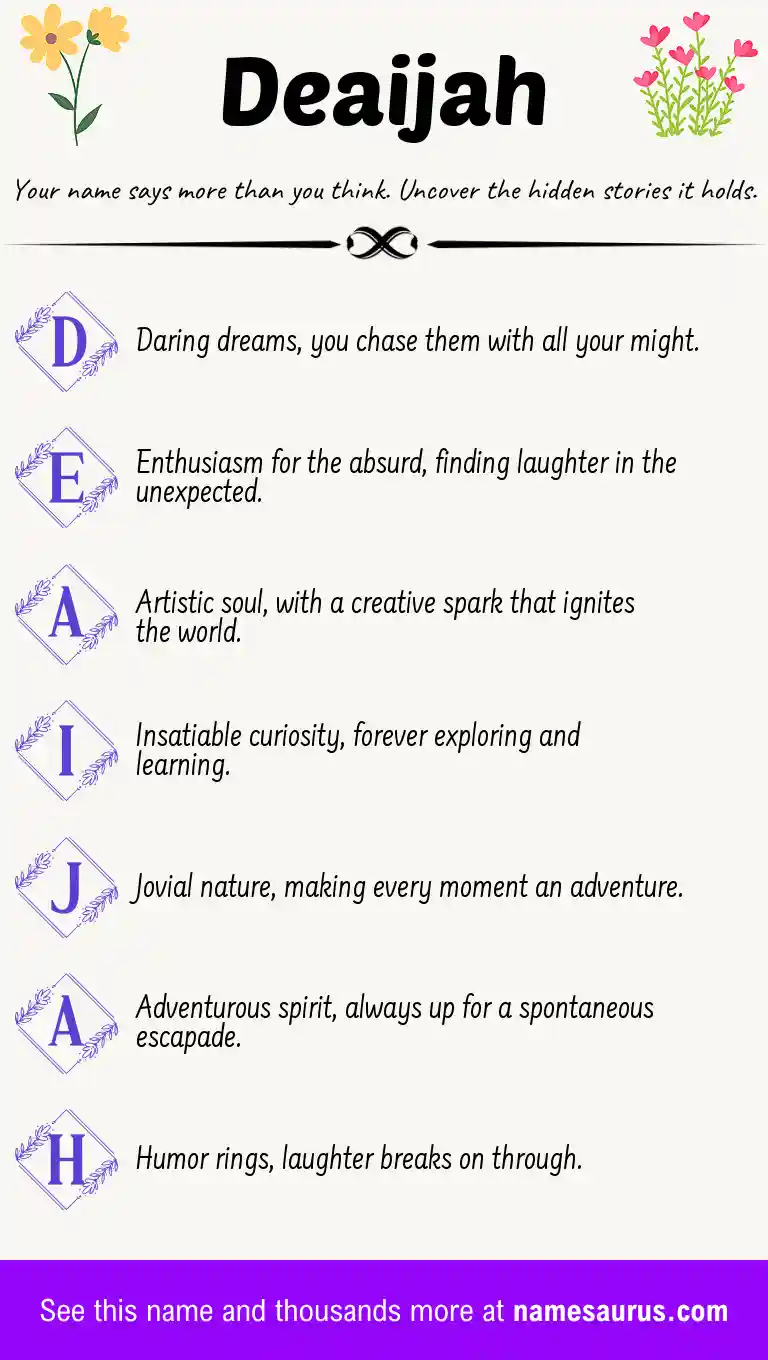 Acrostic poem about Deaijah.
