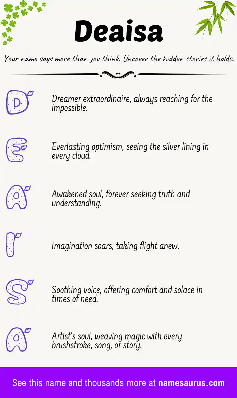 Acrostic poem about Deaisa.