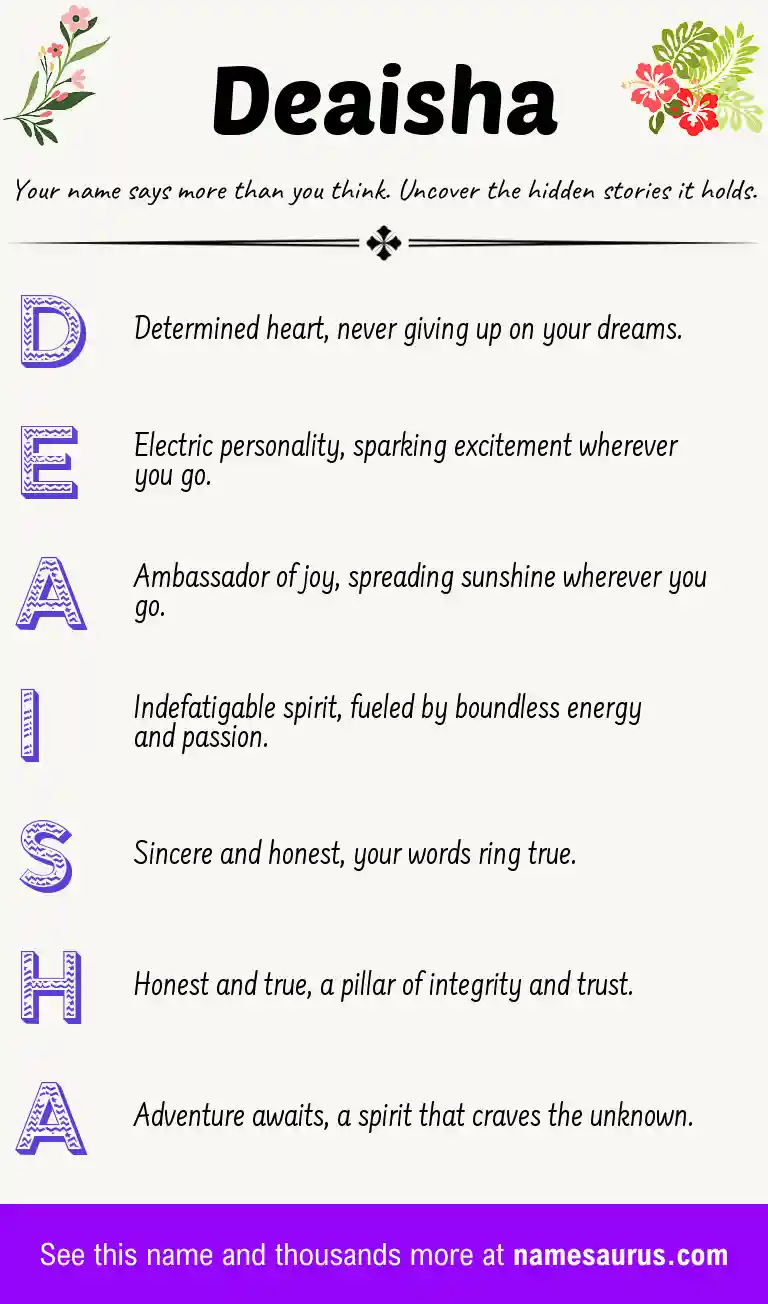 Acrostic poem about Deaisha.