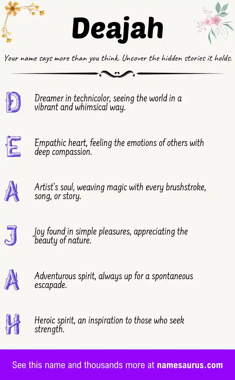 Acrostic poem about Deajah.