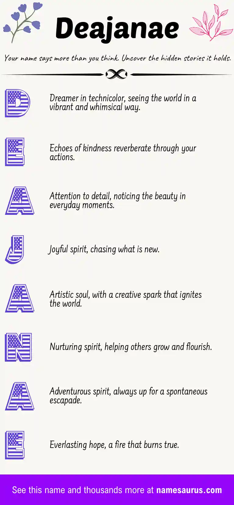 Acrostic poem about Deajanae.
