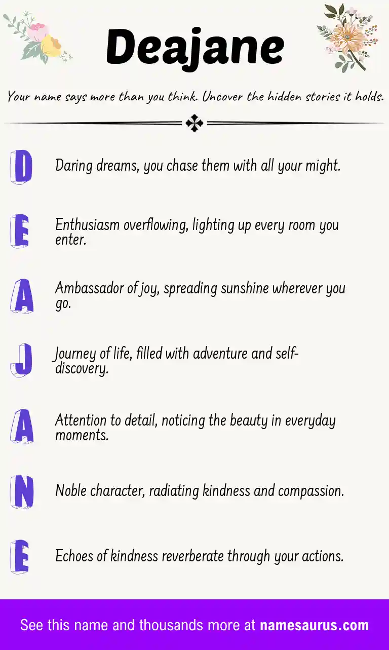 Acrostic poem about Deajane.