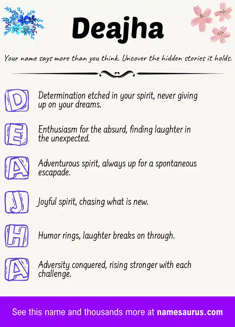 Acrostic poem about Deajha.