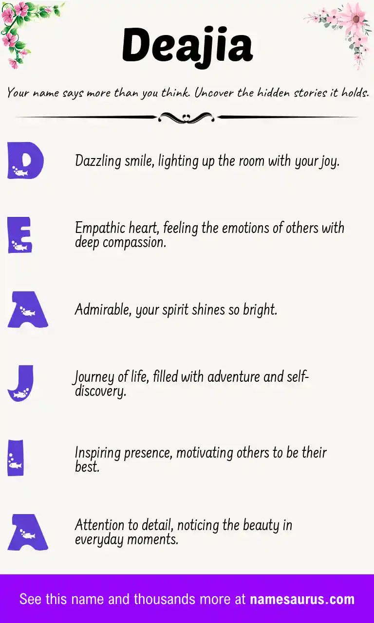 Acrostic poem about Deajia.