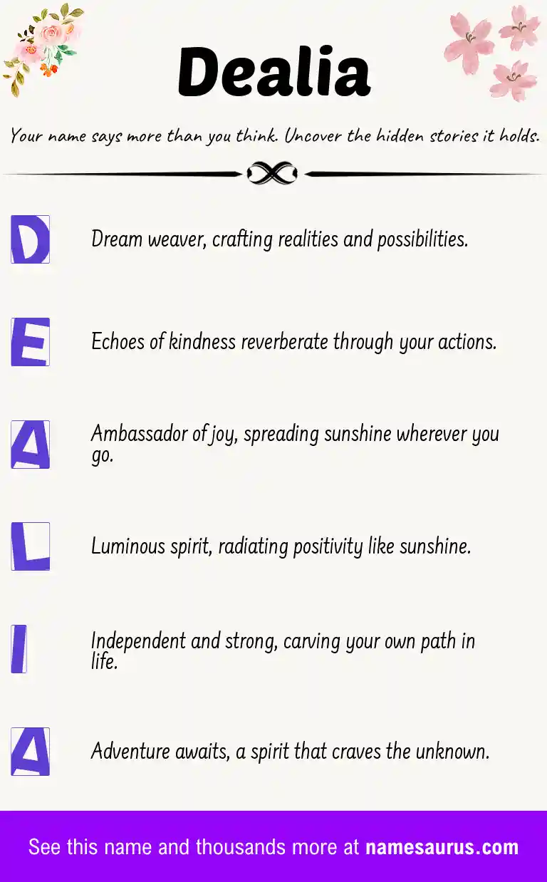 Acrostic poem about Dealia.