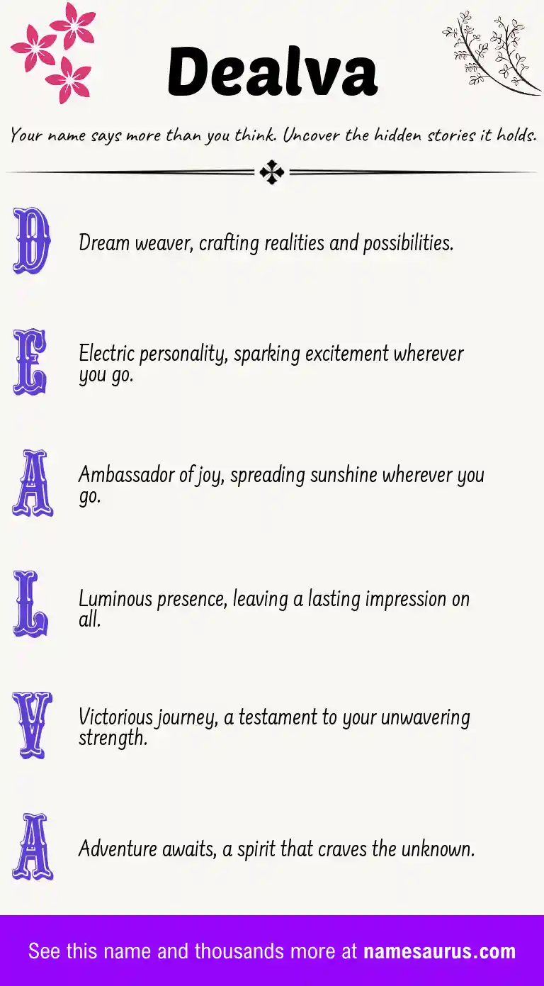 Acrostic poem about Dealva.