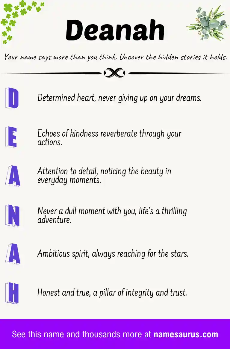 Acrostic poem about Deanah.