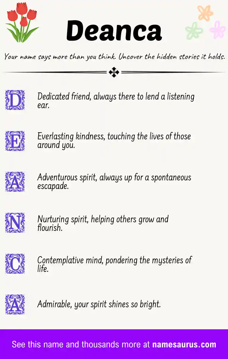 Acrostic poem about Deanca.