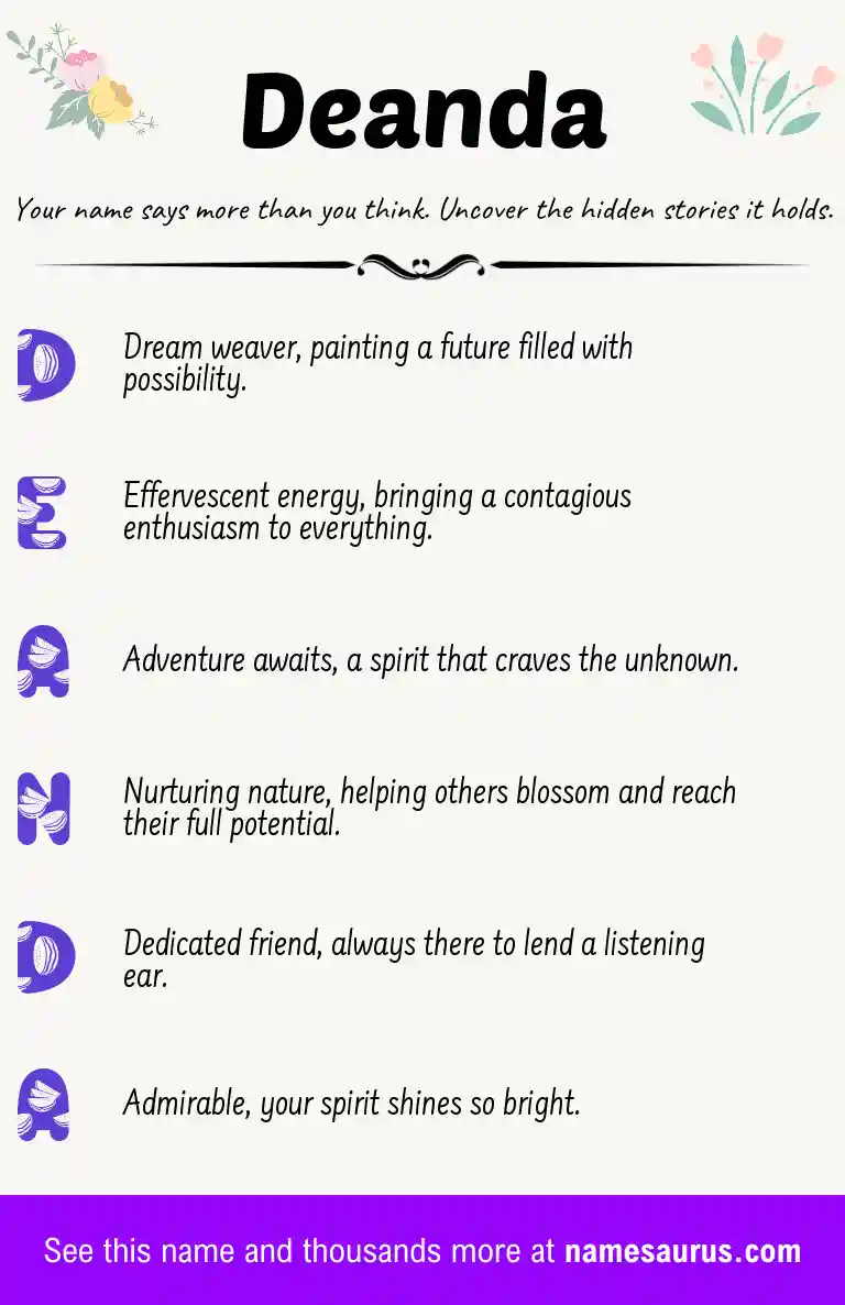 Acrostic poem about Deanda.