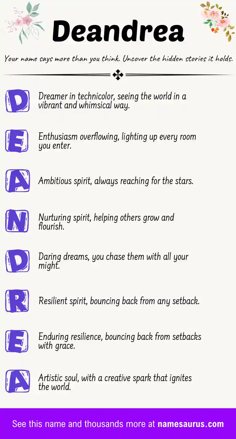 Acrostic poem about Deandrea.