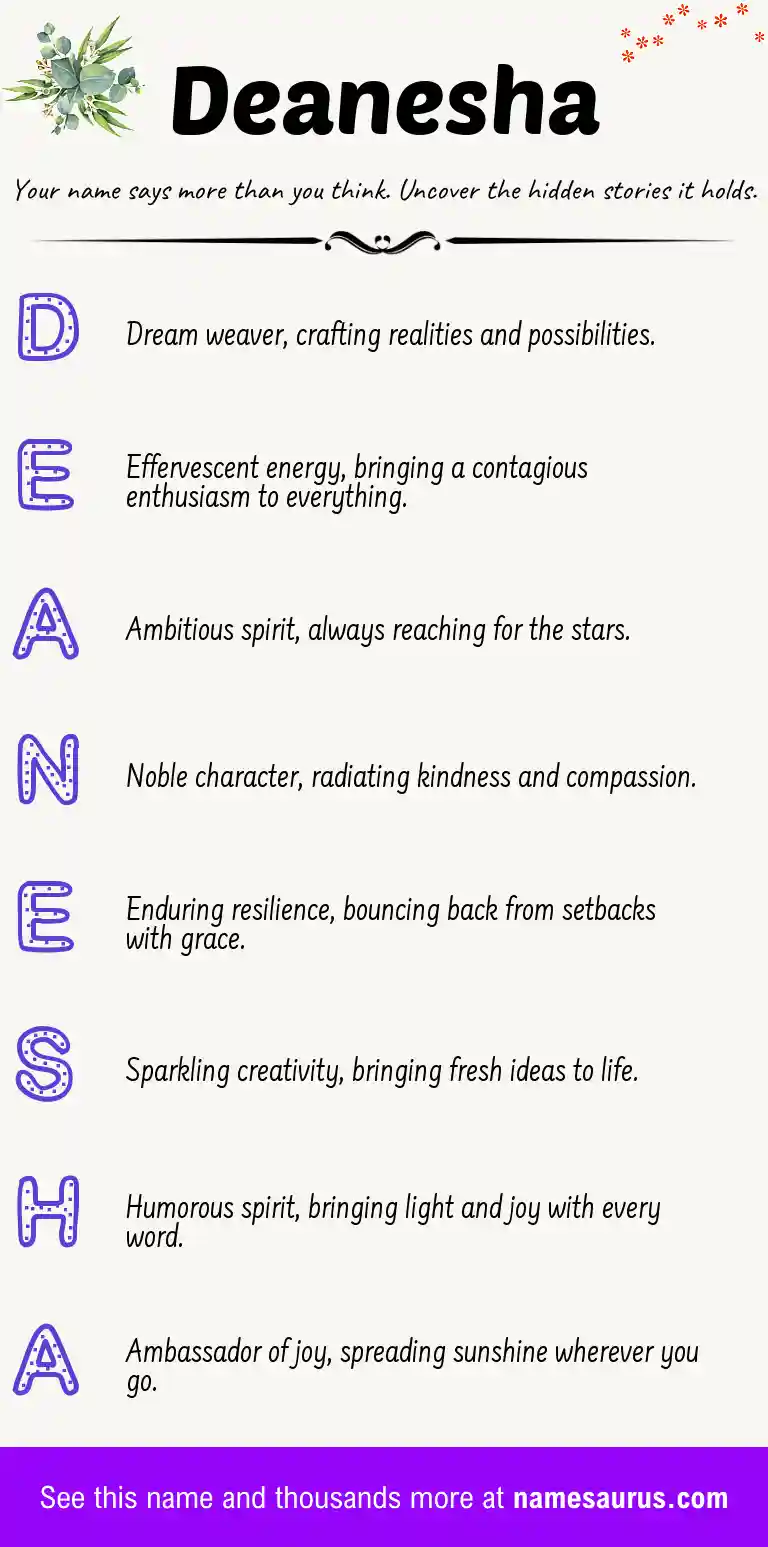 Acrostic poem about Deanesha.