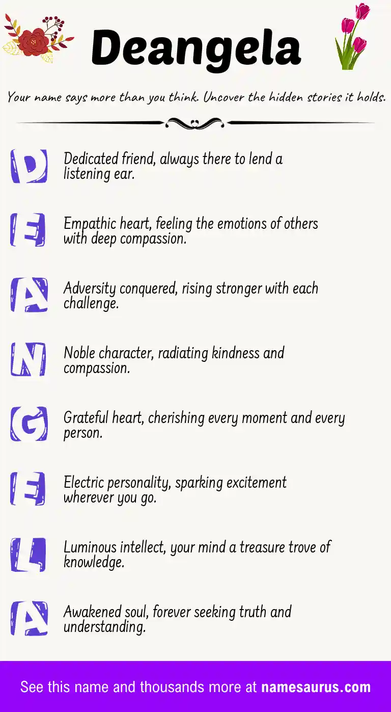 Acrostic poem about Deangela.