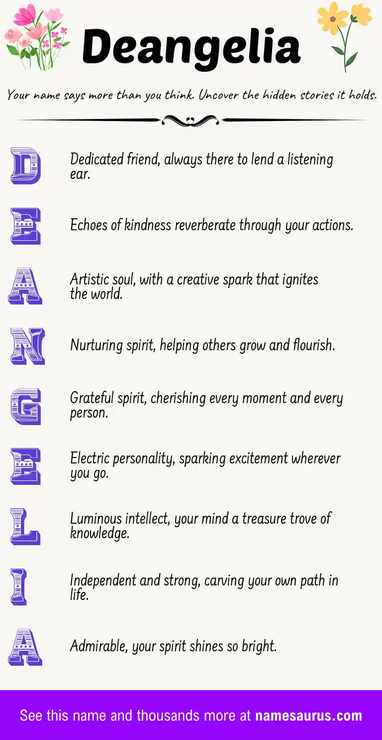 Acrostic poem about Deangelia.