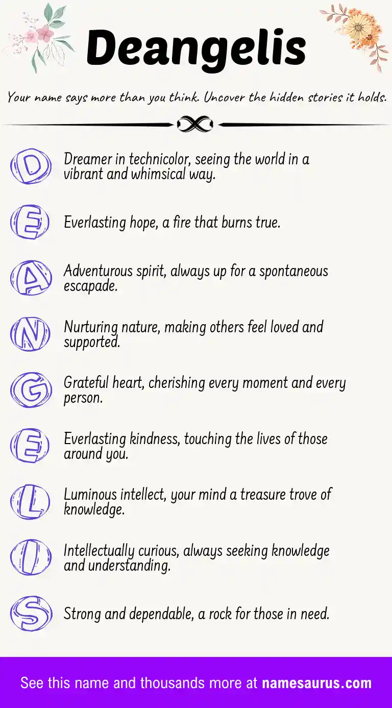 Acrostic poem about Deangelis.