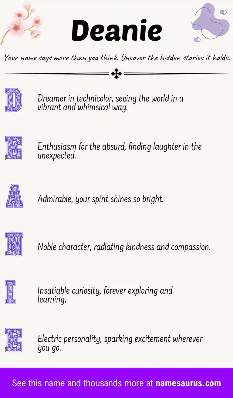 Acrostic poem about Deanie.