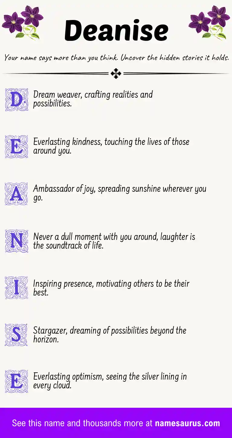 Acrostic poem about Deanise.