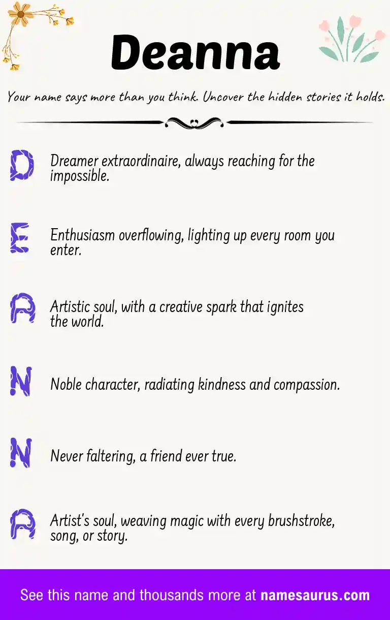 Acrostic poem about Deanna.