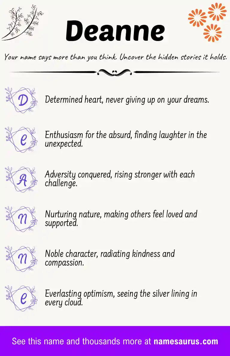 Acrostic poem about Deanne.