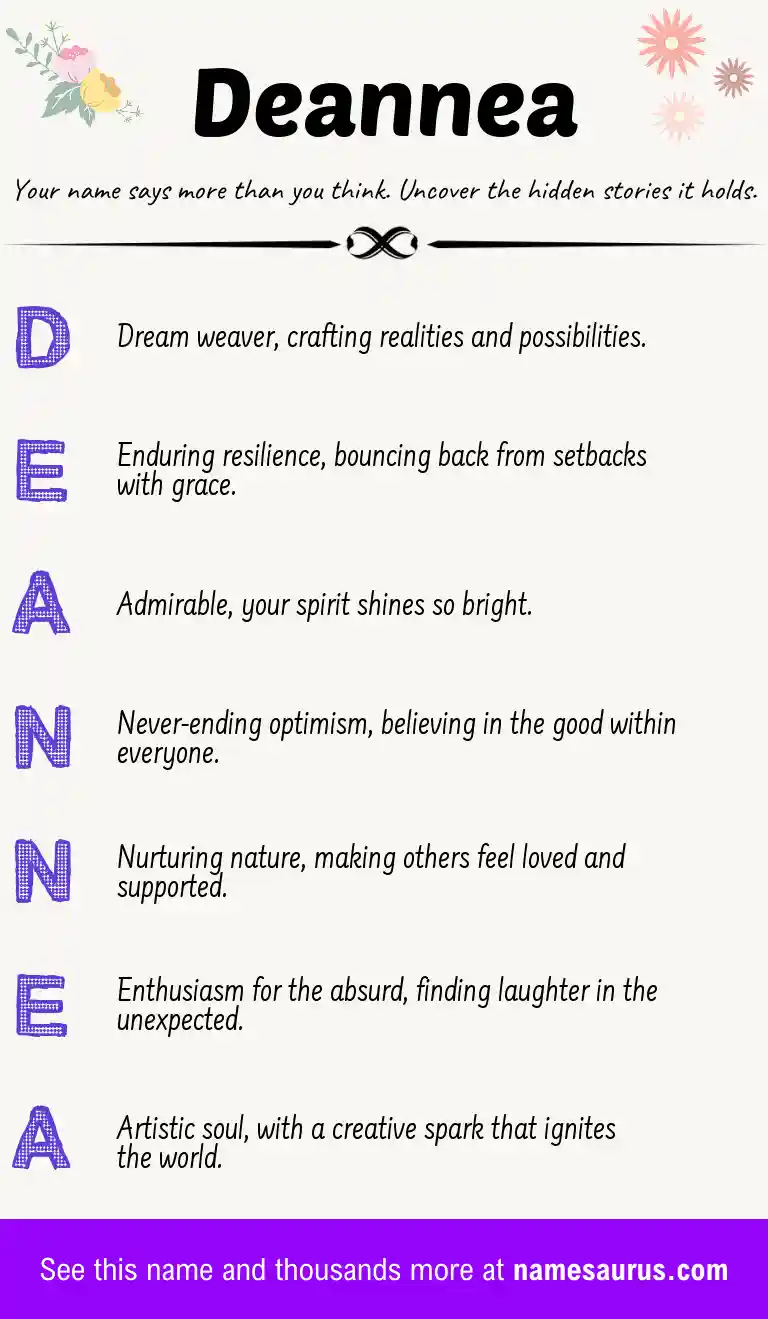 Acrostic poem about Deannea.