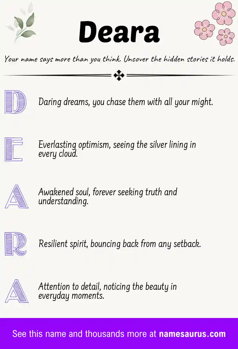 Acrostic poem about Deara.