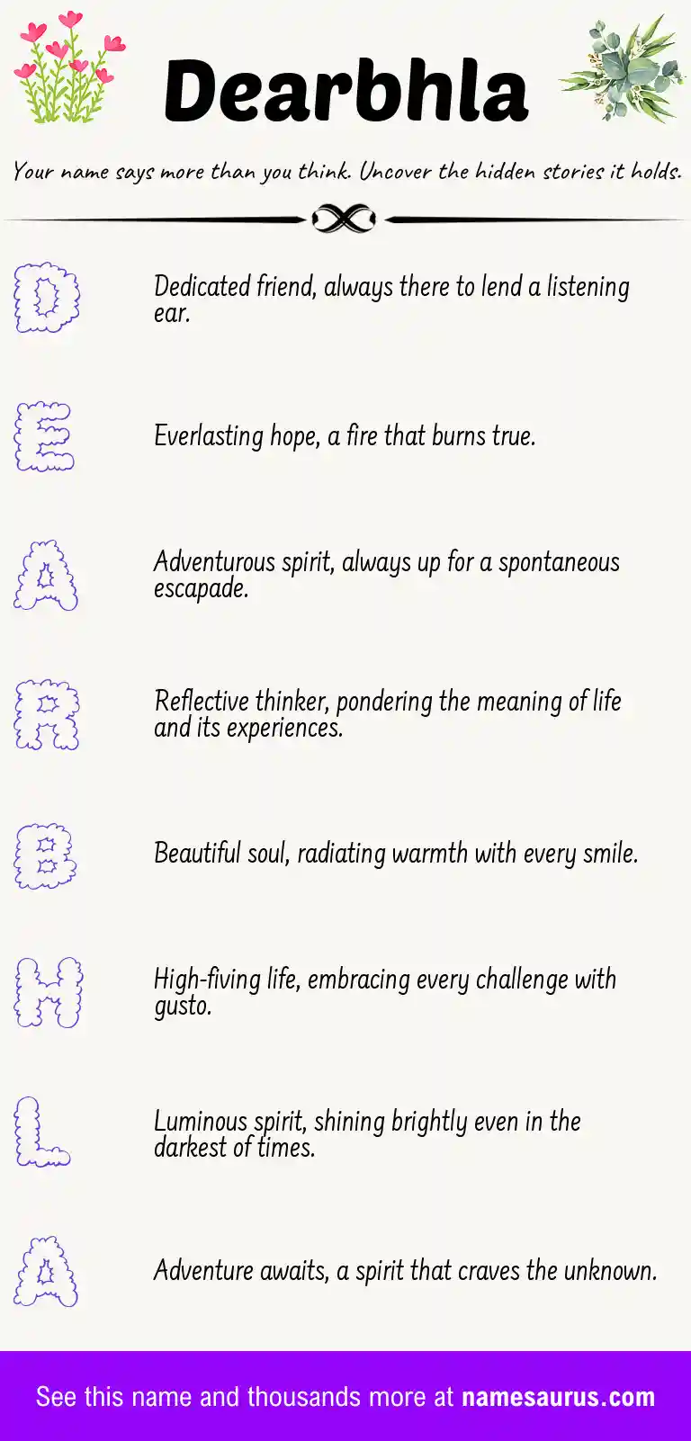 Acrostic poem about Dearbhla.