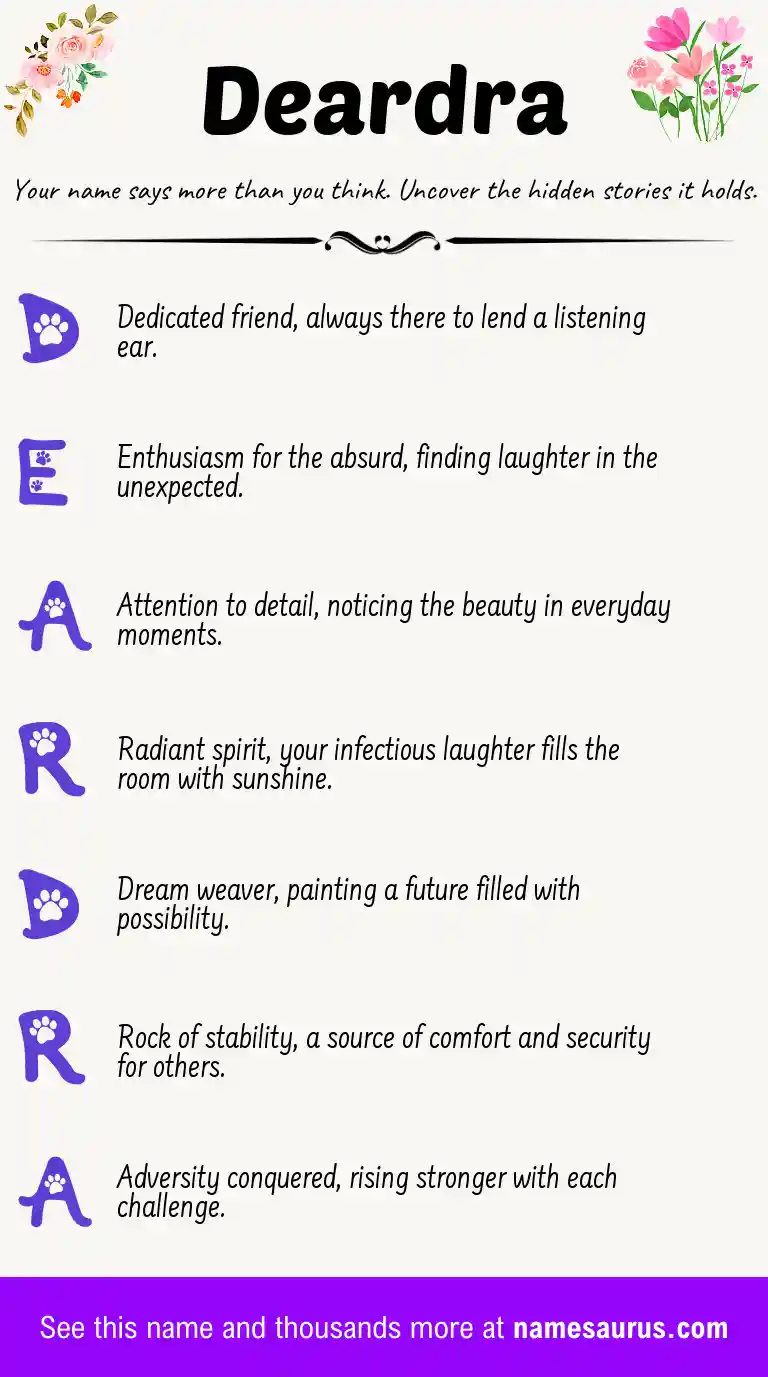Acrostic poem about Deardra.