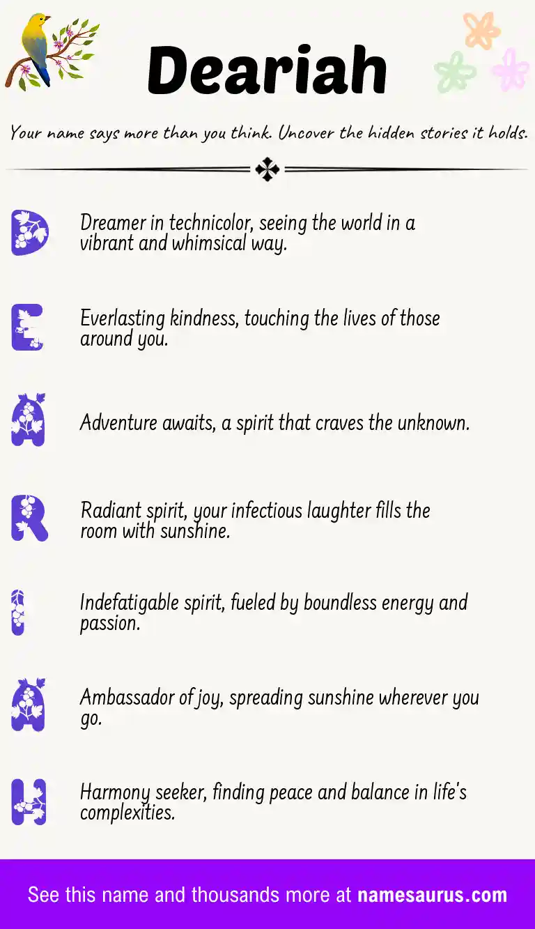 Acrostic poem about Deariah.